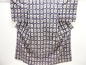 大正ロマン　幾何学模様織り出し銘仙着物